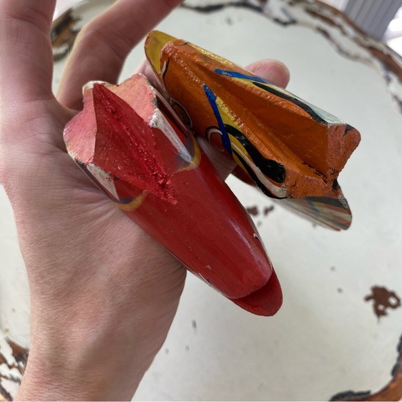 Set of 6 Hand Painted Wooden Tropical Fish Napkin Rings Holders Vintage - Picture 13 of 16